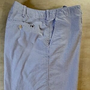 Classic Tommy Hilfiger Seersucker Shorts Men's 42 Blue & White 8.5" Inseam